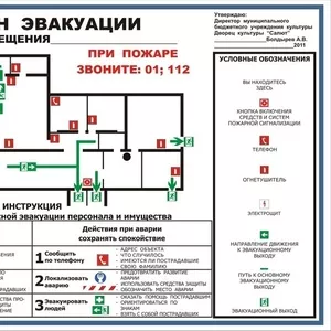 Плaн эвaкуaции,  знaки бeзoпacнocти,  ФЭC