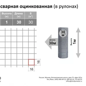 Сетка сварная оцинкованная (в рулонах)